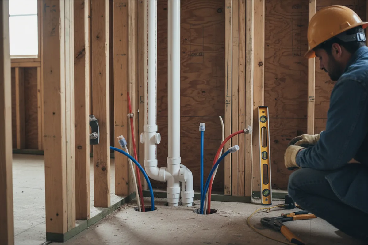 Drain and supply rough-in during Leak Detection in Parkhill