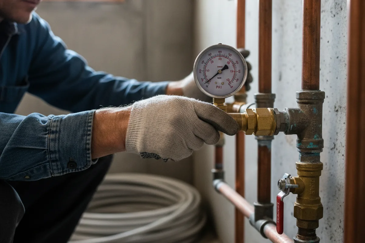 Pressure testing a repaired line during Water Line Repair in Parkhill